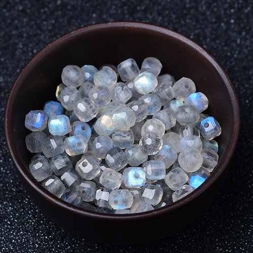 天然灰月光石方糖散珠半成品diy手工串珠手链项链配件材料饰品