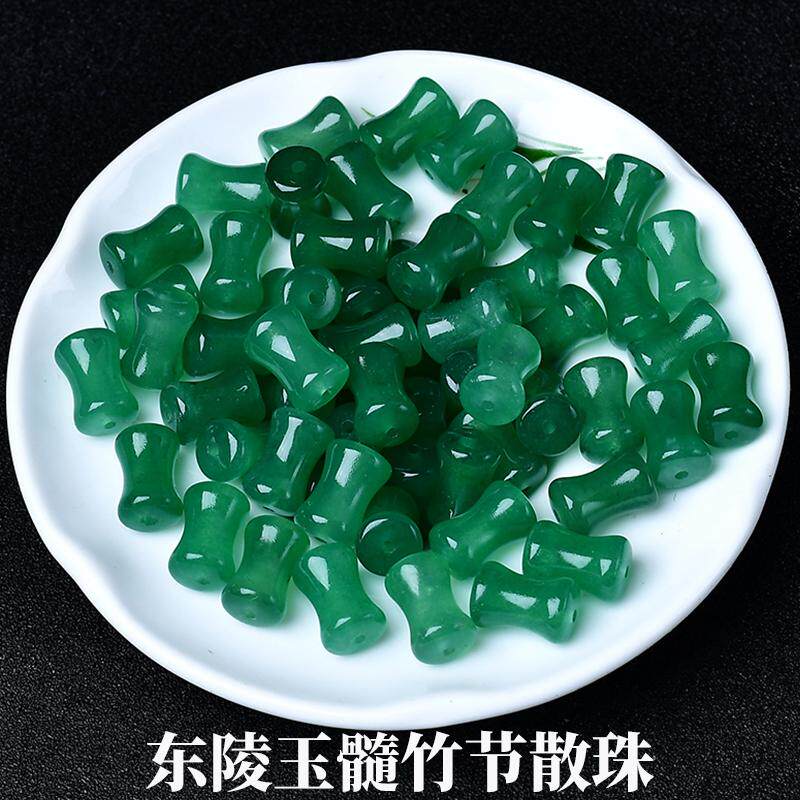 绿东陵玉髓竹节散珠桶珠路路通节节高转运珠diy串珠手链配饰配件