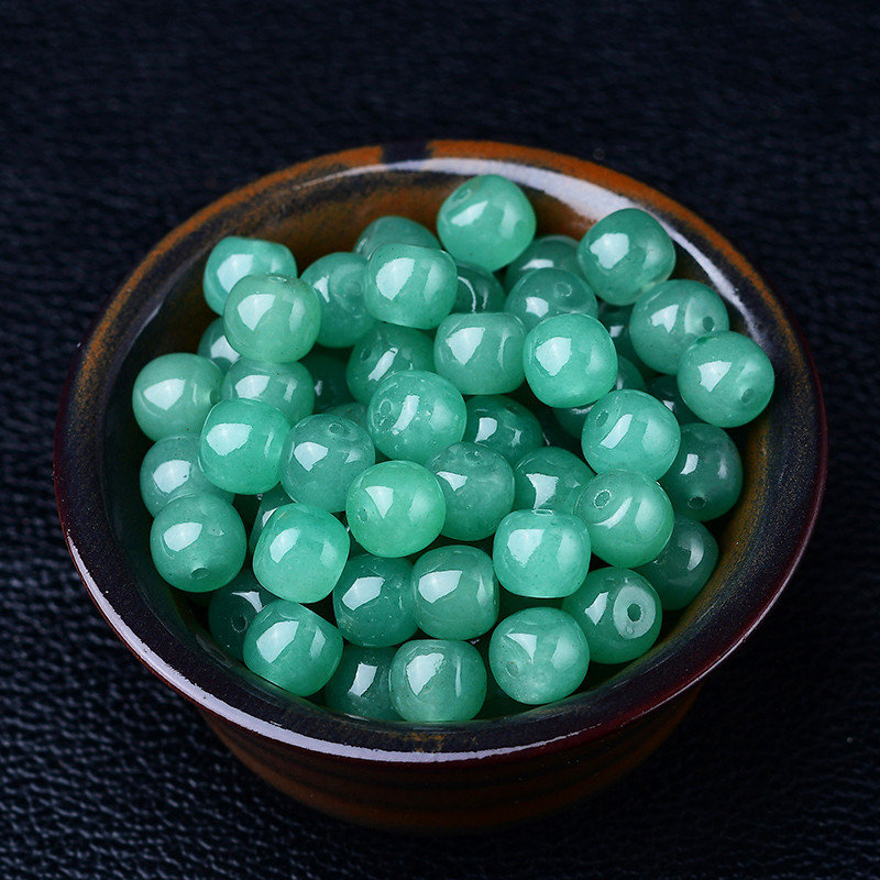 天然东陵玉老型珠散珠桶珠鼓珠东陵玉散珠子玉石珠子diy饰品配件