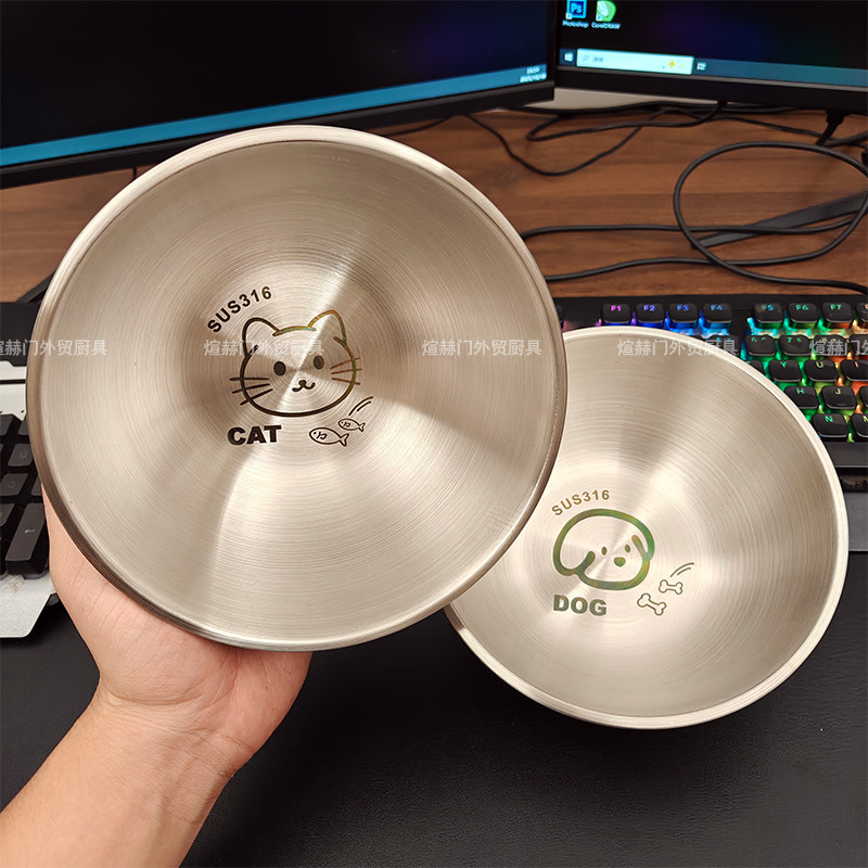 德国316不锈钢猫碗狗碗加厚加大猫咪盆狗狗盆护颈宠物喝水食用盆,宠物/宠物食品及用品,猫狗碗/慢食碗,淘宝优惠券,粉丝福利购,淘宝优惠卷