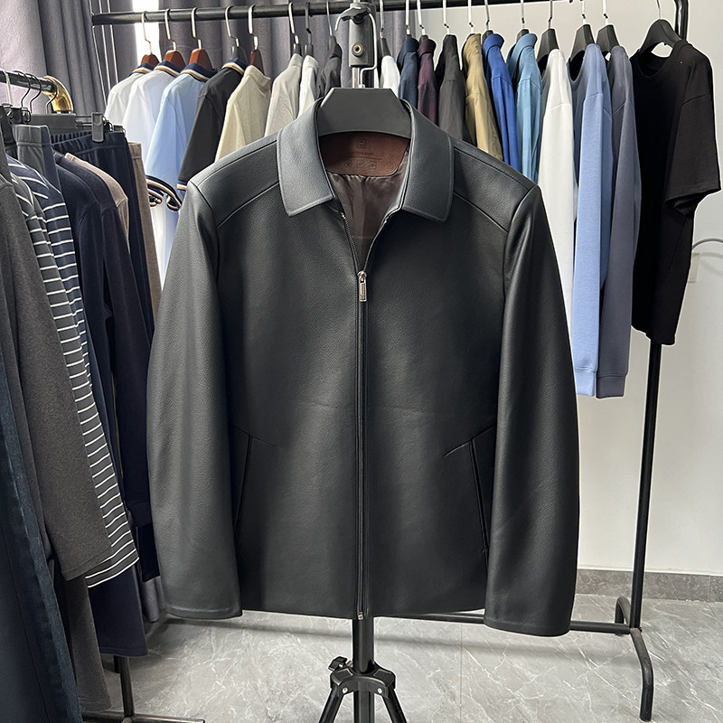 thumbnail for Light luxury quality! Soft leather men's fall and winter business casual comfortable long sleeve executive leather jacket jacket