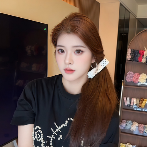 甜美复古黑白波点蝴蝶结香蕉夹气质百搭香蕉夹后脑勺头饰扭扭夹
