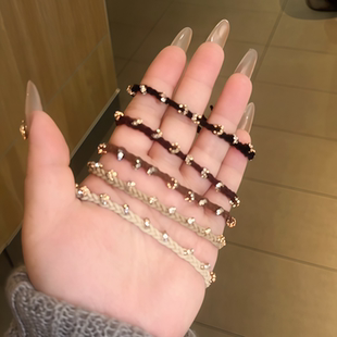 头绳 女轻奢简约气质 水钻皮圈高弹力耐用发绳高马尾扎头发橡皮筋