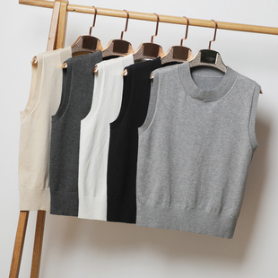 中老年春秋马甲背心女妈妈坎肩圆领针织套头外穿内搭打底马夹毛衣