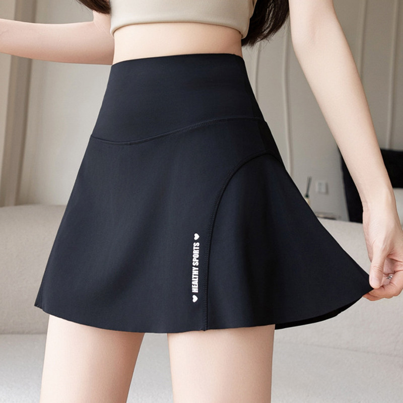 大码假两件一体运动健身短裙裤女