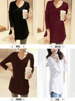 New long-sleeved T-shirt for women in spring and autumn, large-sized loose mid-length base layer, Korean-style pure cotton inner layer top thumbnail 8