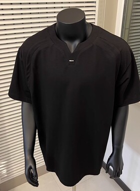 GZ SHOP夏季韩系小众设计感V领宽松T恤纯色简约纯色短袖