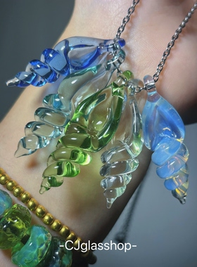CJglasshop-星露谷物语美人鱼海螺项链手工玻璃吊坠情侣生日礼物