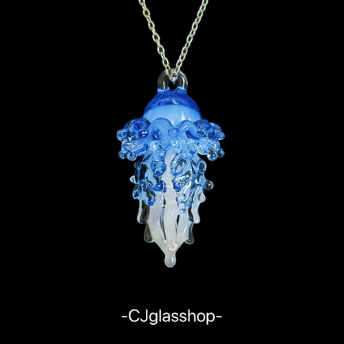 CJglasshop-海之精灵 创意玻璃项链吊坠水母艺术品纯手工生日礼物