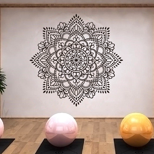 冥想瑜伽馆工作室装饰曼陀罗墙贴纸卧室客厅曼海蒂瑜伽花背景壁纸