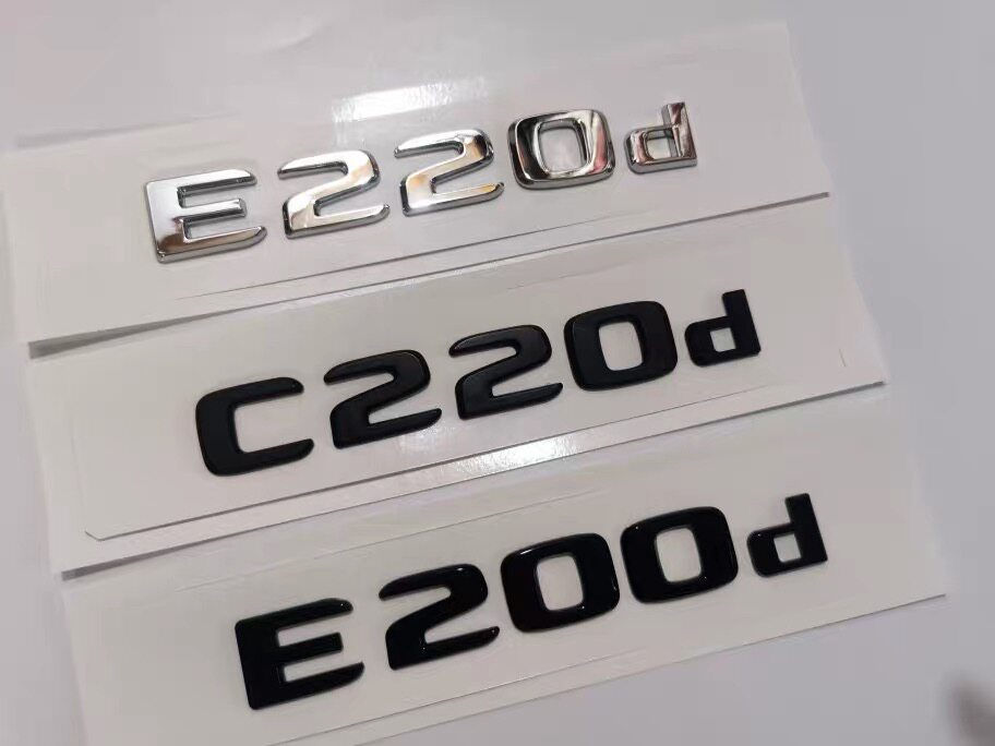 适用于17-23款奔驰E220d c220d E200d尾箱车贴 黑色字标改装贴标