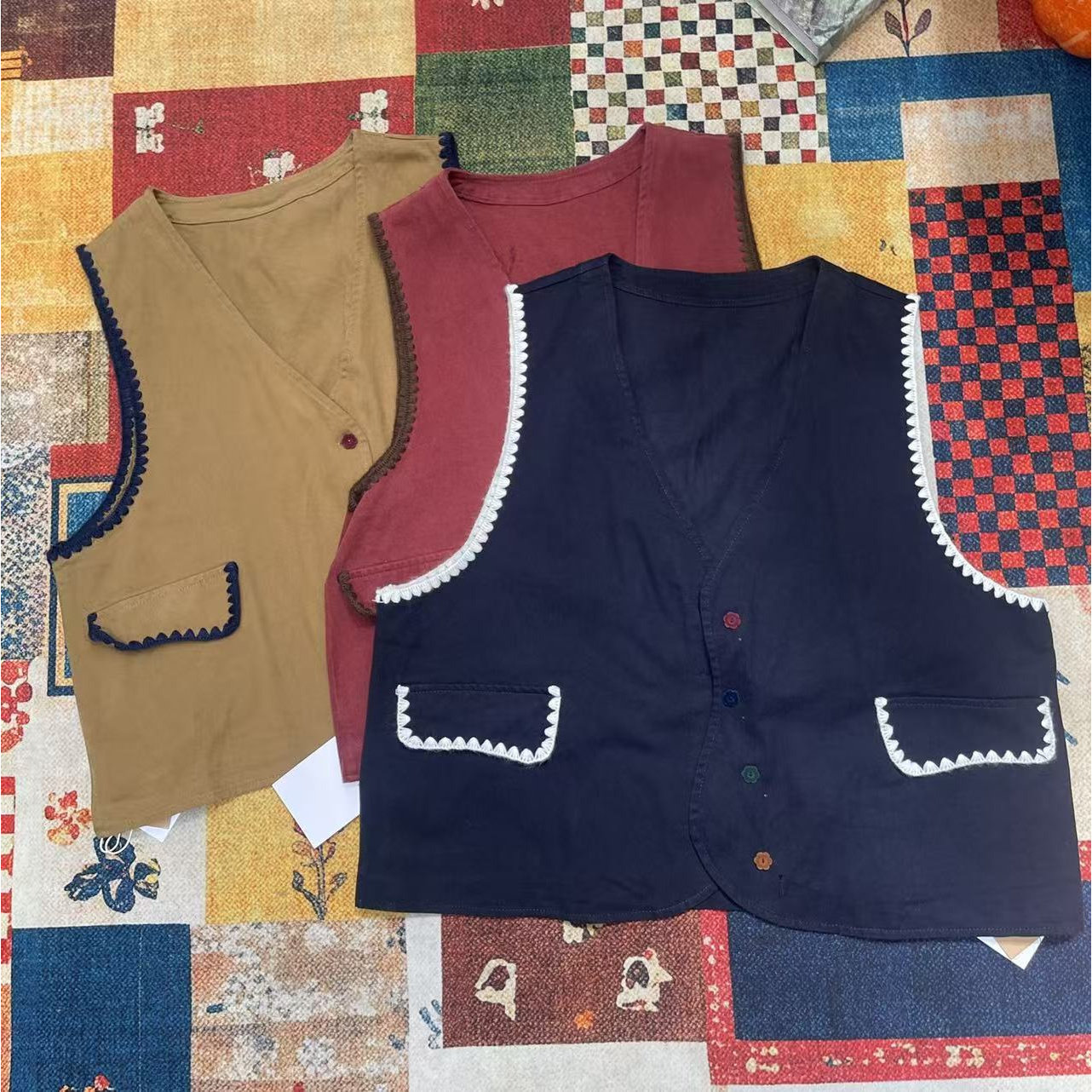 日系文艺领花边设计感背心马甲秋冬小香风复古叠穿宽松休闲马甲,女士内衣/男士内衣/家居服,吊带/背心/T恤/打底/肌底衣,淘宝优惠券,粉丝福利购,淘宝优惠卷