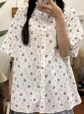 2025夏季新款港风领短袖衬衫小清新校园风小众宽松百搭上衣女