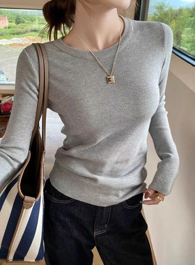 韩国跟单！含细羊毛极简气质打底单穿都好看秋冬针织上衣女