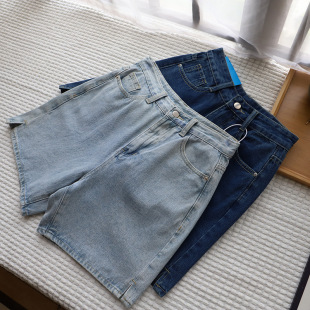 2025夏季新网红直筒牛仔短裤女韩版休闲百搭显瘦阔腿裤