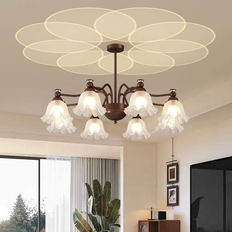 美式中古客厅吊灯创意网红铃兰花朵大厅主灯复古主带射灯卧室吊灯,家装灯饰光源,客厅吊灯,淘宝优惠券,粉丝福利购,淘宝优惠卷