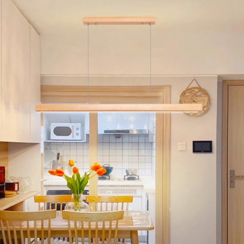 原木餐厅吊灯一字极简长条灯