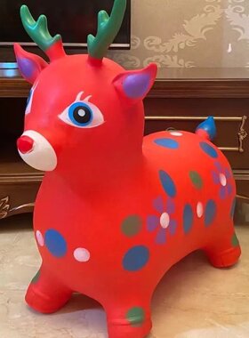 儿童充气跳跳马加大加厚骑马坐骑音乐鹿宝宝卡通小马木马皮马玩具
