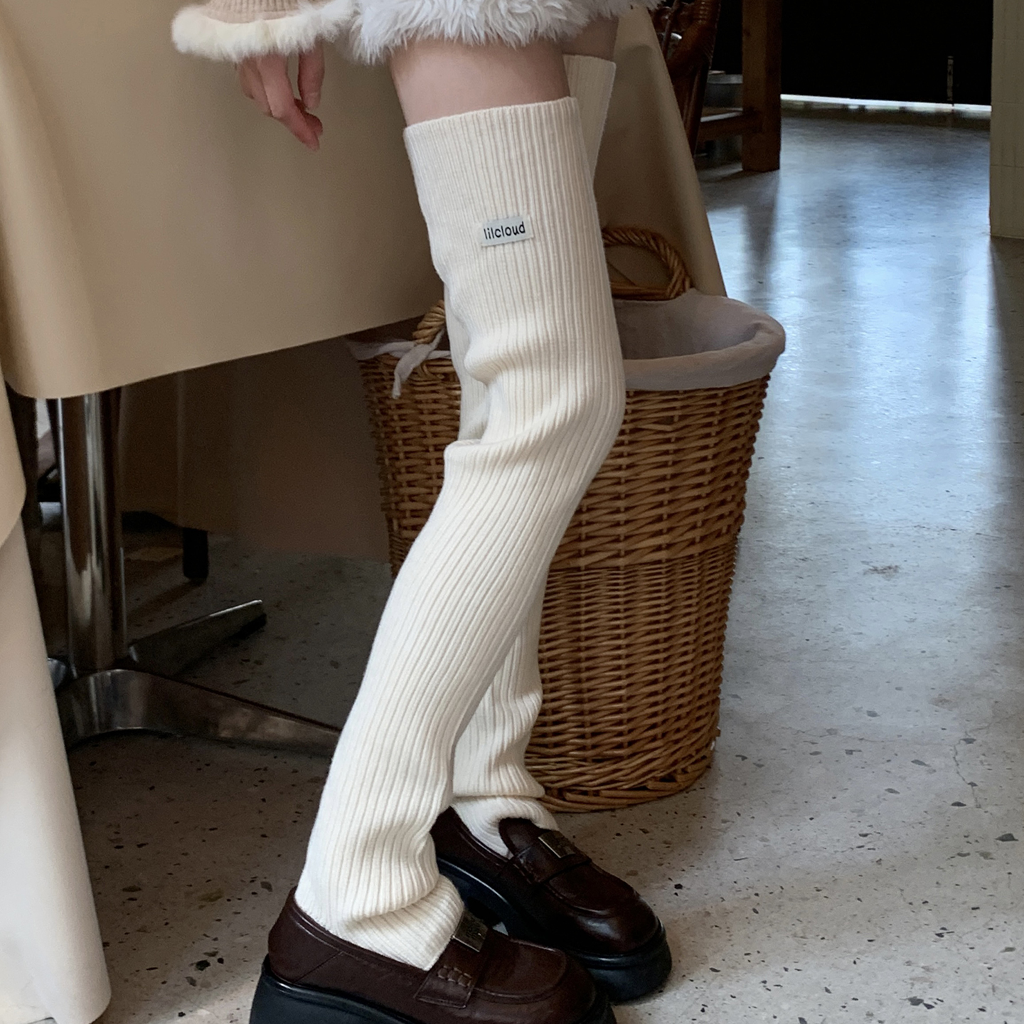 针织过膝布标氛围感腿袜