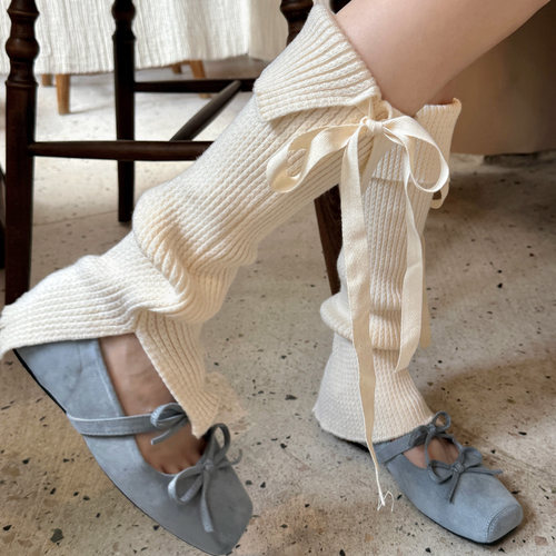 芭蕾风蝴蝶结绑带袜套