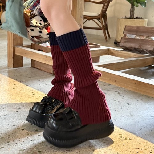 Y2K拼色针织保暖堆堆袜套女