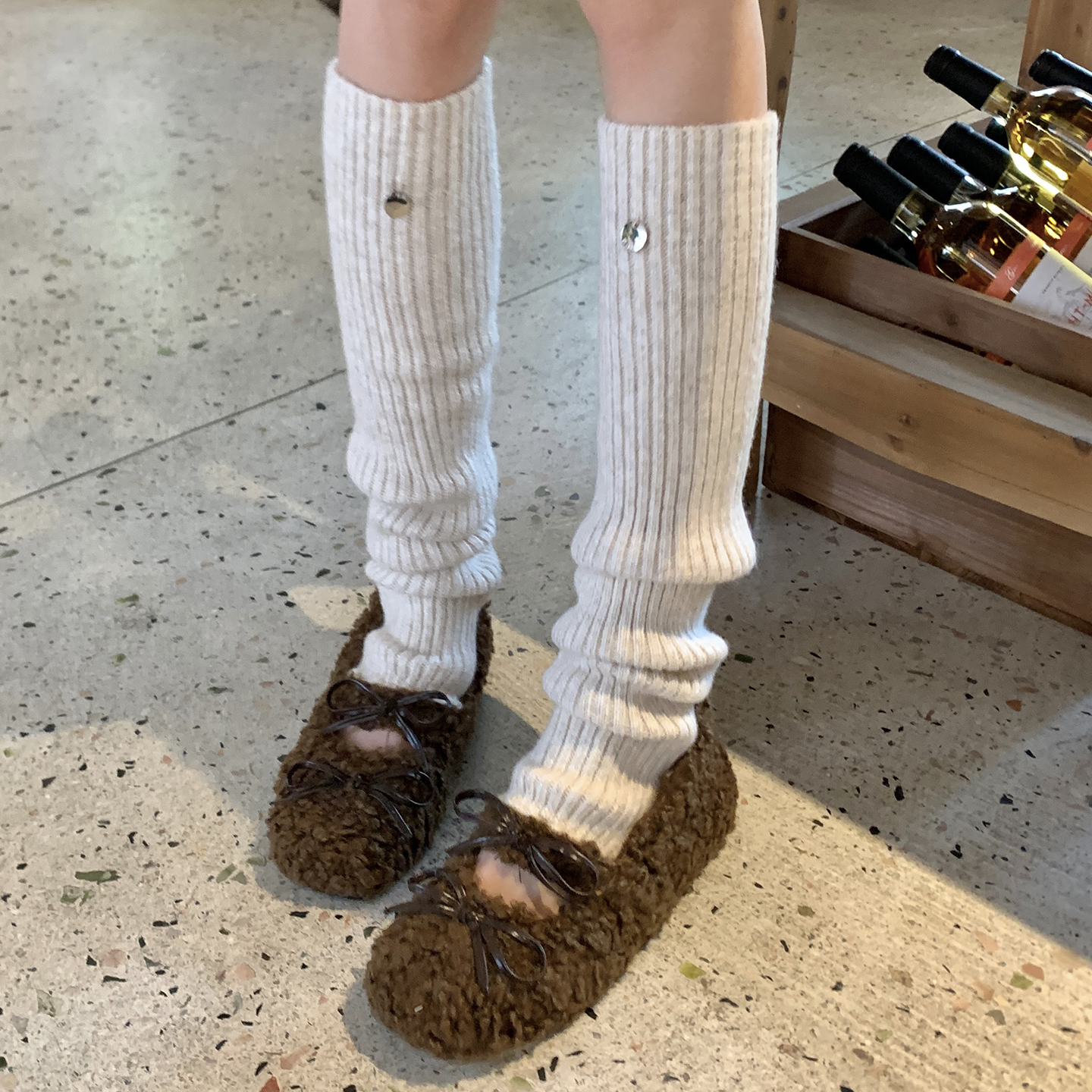 韩系长筒袜羊毛袜套吊坠堆堆袜