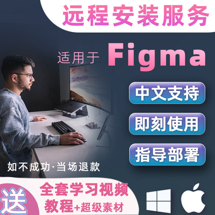 适用于Figma软件【远程安装服务】协助下载中文支持win/mac赠素材