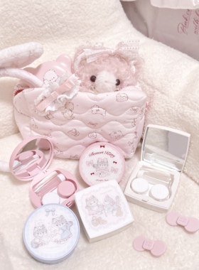 MG原创美瞳盒小巧可爱便携粉色少女心隐形眼镜盒收纳盒带镜子防漏