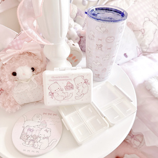 MG原创药盒团团系列便携药品收纳分装盒防潮分格收纳旅行常备