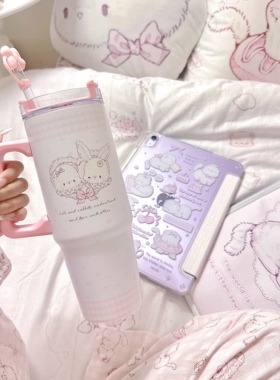 MG原创保温杯猫咪粉色磨砂大容量新款304不锈钢保冷保温居家车载