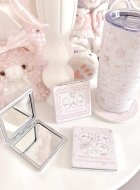 MG原创双面镜团团猫系列双面随身镜折叠化妆镜便携补妆镜双面镜