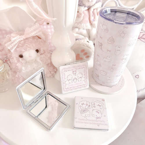 MG原创双面镜团团猫系列双面随身镜折叠化妆镜便携补妆镜双面镜