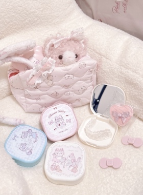 MG原创牙套盒猫咪系列正畸隐形保持器带镜子随身收纳盒透气便携