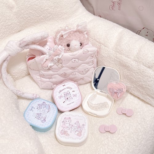 MG原创牙套盒猫咪系列正畸隐形保持器带镜子随身收纳盒透气便携