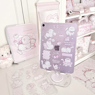 MG原创设计ipad壳面包猫PC透明硬壳防弯保护套可爱猫咪无面盖单壳便携全包