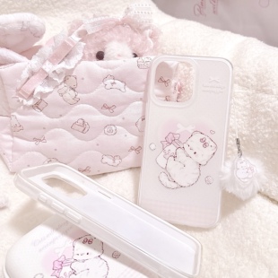 MG原创设计双层手机壳团团猫磨砂imd二合一可爱苹果大孔保护壳16pro