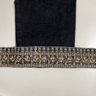 脚辅料黑色牛仔裙加长接边牛仔裤 饰辅料黑色花边裤 子 装 黑色牛仔裤