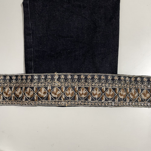 黑色牛仔裤装饰辅料黑色花边裤脚