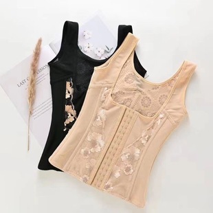 瘦身收腹上衣塑身束腰美体背心内衣产后束身排扣背夹同款 刺绣背夹