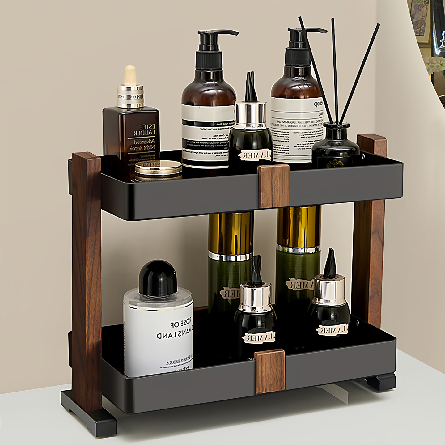 高颜值！中古风浴室洗漱台置物架