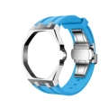Stainless steel silver case+sky blue strap (3H crown position)