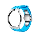 Stainless steel silver case+sky blue strap (12H crown position)