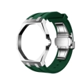 Stainless steel silver case+green strap (3H crown position)