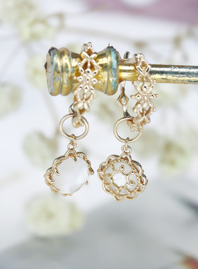 凰谨珠宝 日系nojess清新甜美素金耳圈夏新款925纯银镀金耳环