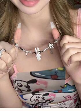 鹤棣同款荆棘幸运星项链小众设计嘻哈star潮酷毛衣链兔年新款