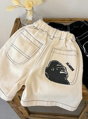 辰妈儿童短裤2025夏新款男女童卡通明线棉布休闲裤宝宝韩版五分裤