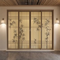 宋代美學(xué)竹畫定制屏風(fēng)隔斷推拉門