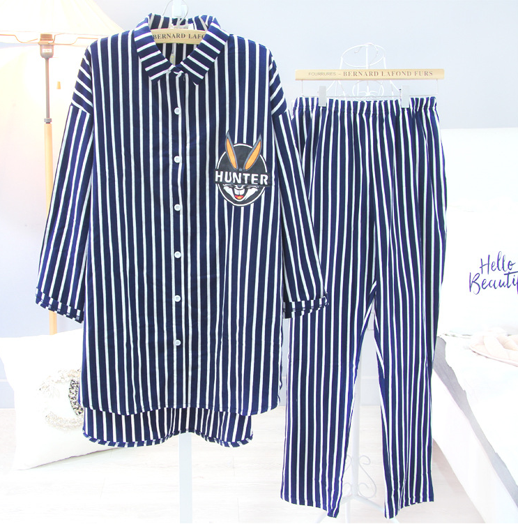 包邮欧瑞尔长袖秋冬女纯棉韩版睡衣加肥加大家居服套装兔八哥宽松