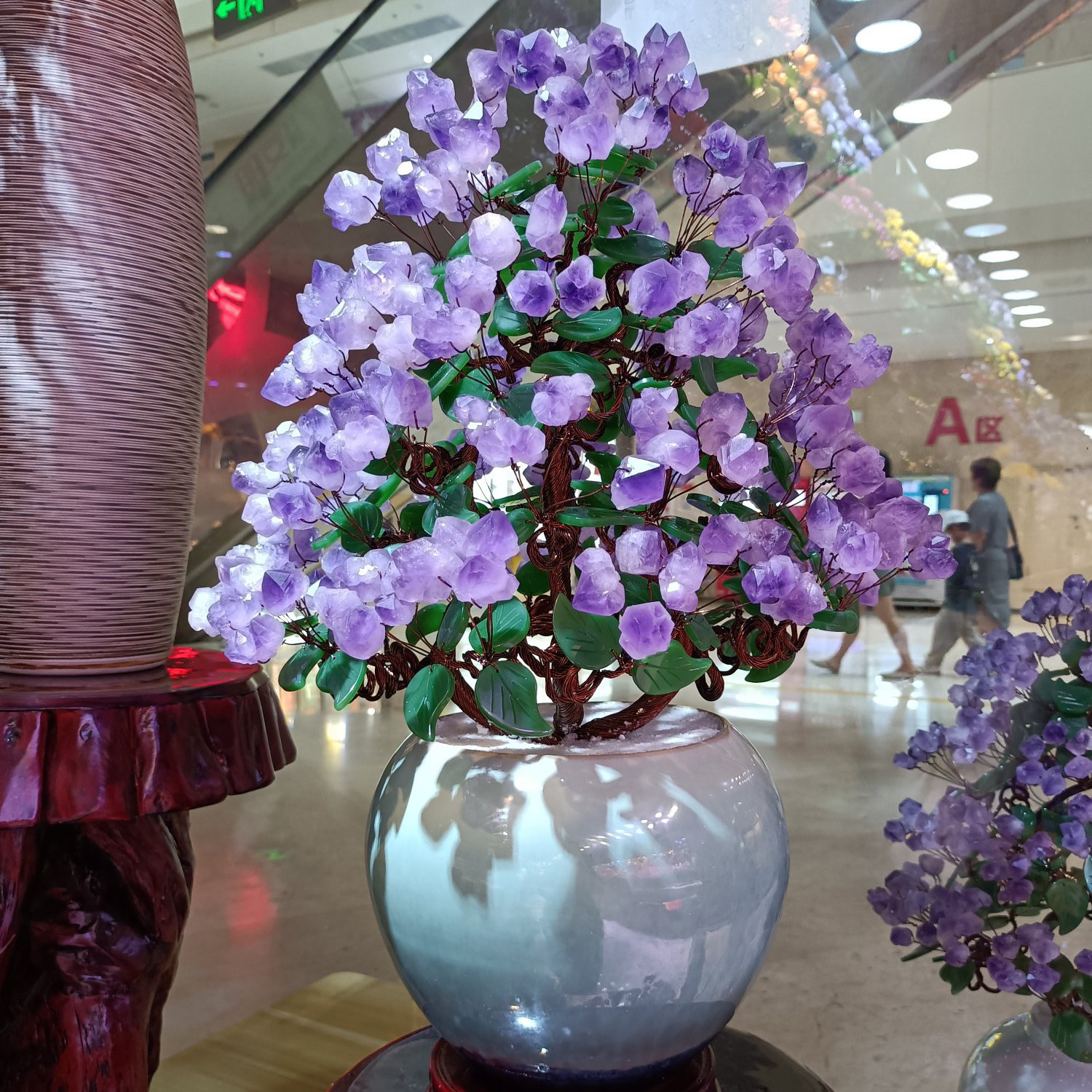 紫水晶发财树黄水晶摇钱树家居摆件客厅玄关酒柜店铺开业乔迁送礼