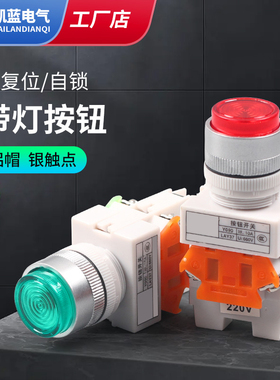 带灯按钮开关LAY37-11DN(PBCY090)自复位自锁启动停止电源24V220V